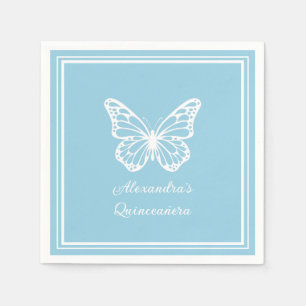 Elegant Light Blue Quinceañera - Butterfly Napkin