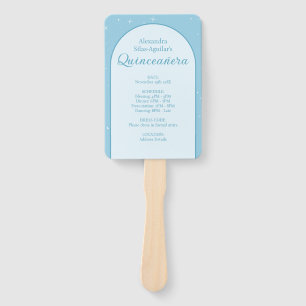 Elegant Light Blue Quinceañera - Photo Program Hand Fan