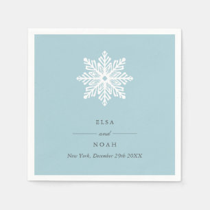 Elegant light Blue Snowflake Monogram Napkin