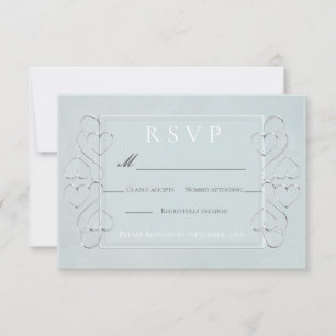 Elegant Light Blue Wedding  RSVP Menu Choices Invitation