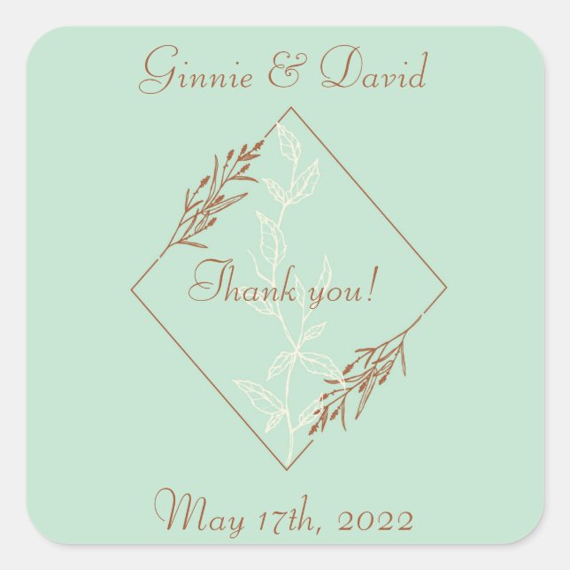 Elegant Light Blue Wedding Stickers (Front)