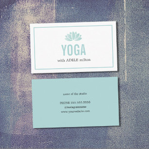 Elegant Light Blue White Lotus Yoga Instructor Business Card