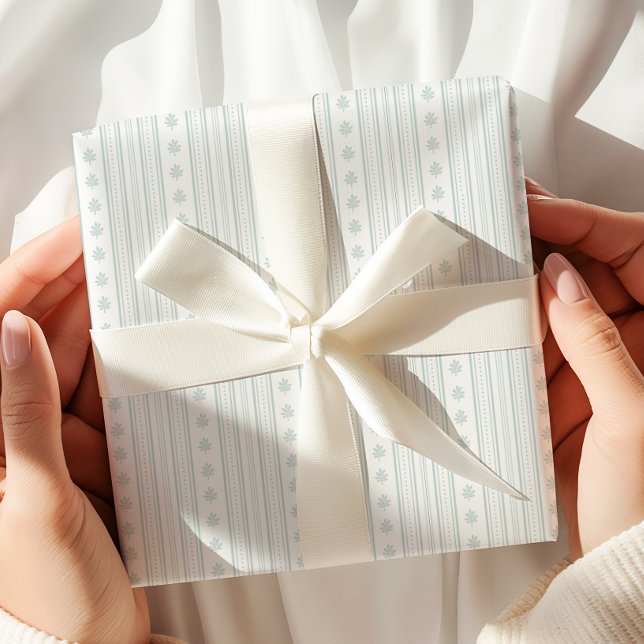 Elegant Light Blue White Stripe Wrapping Paper (Creator Uploaded)