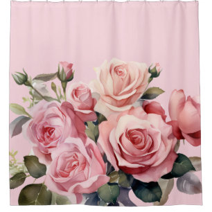 Elegant Light Blush Pink Roses Shower Curtain