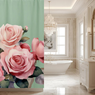 Elegant Light Blush Pink Roses Shower Curtain