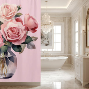 Elegant Light Blush Pink Roses Shower Curtain