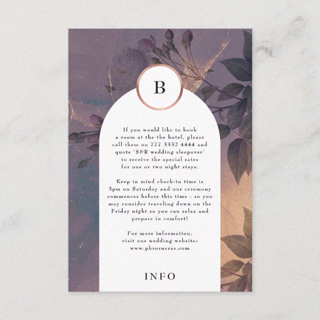 Elegant Light Boho Floral Arch Rose Gold Wedding Enclosure Card (Front)