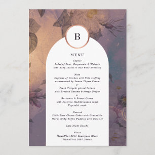 Elegant Light Boho Floral Arch Rose Gold Wedding Menu