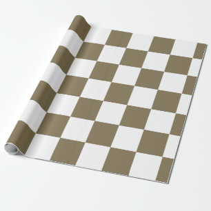 Elegant Light Bronze White Checkered Wrapping Paper