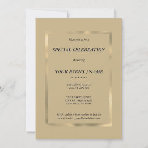 Elegant light brown gold Special Event Invitation