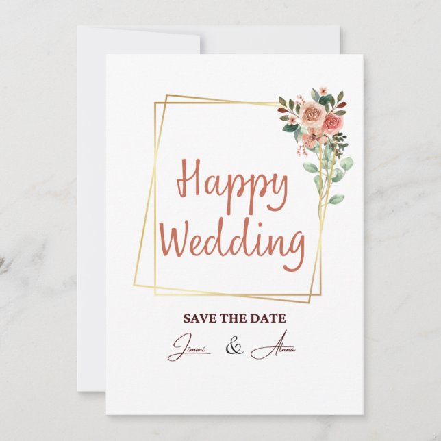 Elegant Light Brown Photo Collage Wedding Invitati Invitation (Front)