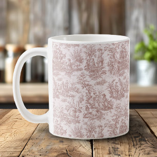 Elegant Light Brown Vintage French Toile Scene Coffee Mug