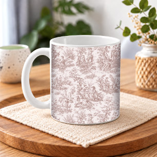 Elegant Light Brown Vintage French Toile Scene Coffee Mug