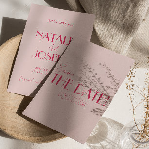 Elegant Light Deep Pink Minimalist Wedding Save The Date