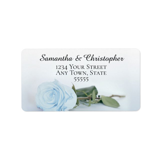 Elegant Light Dusty Blue Rose Wedding Address Label (Front)