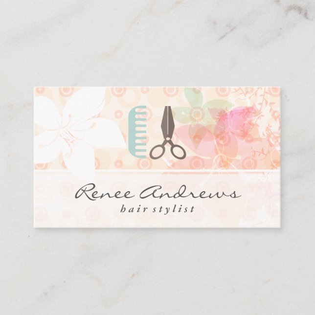 Elegant Light Flowers | Hair Stylist Business Card (Front)