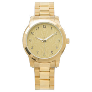 Elegant Light Gold Baroque Damask  Watch