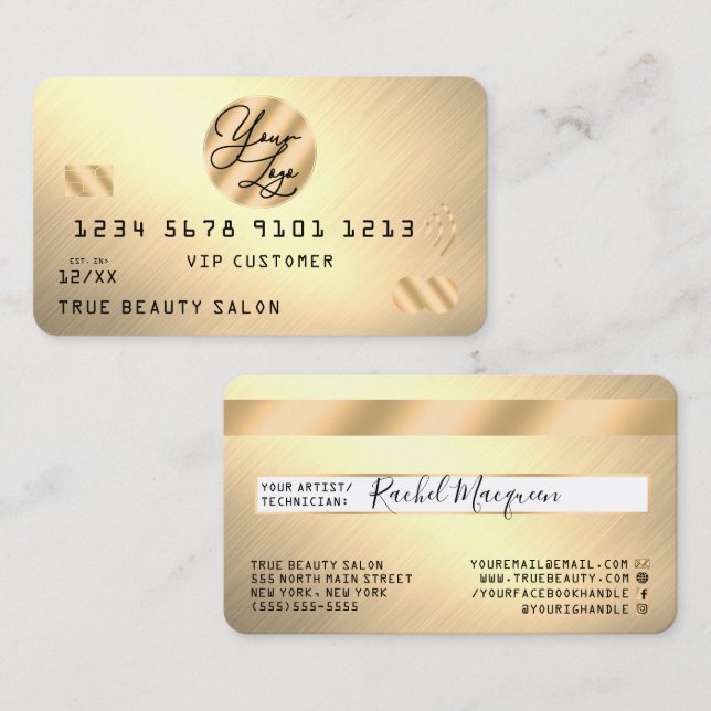 Elegant Light Gold Metallic Credit Card Logo (Front/Back)