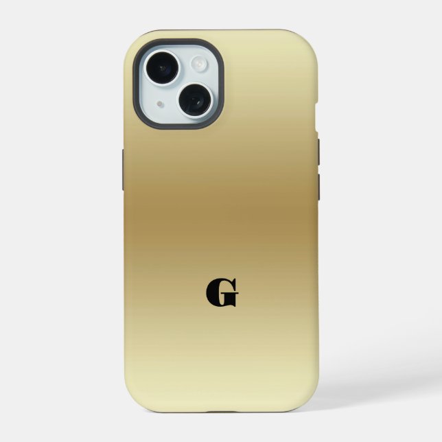 Elegant Light Gold Teal Personalised iPhone 15 Case (Back)