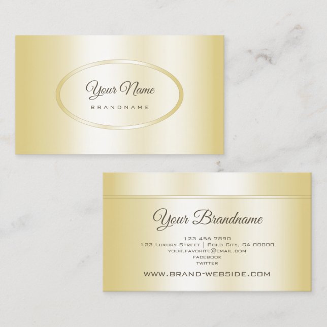 Elegant Light Golden and Pretty Oval Shape Business Card (Front/Back)