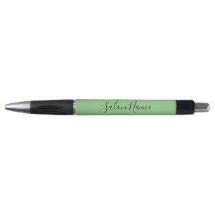 Elegant Light Green Black Text Business Salon Name