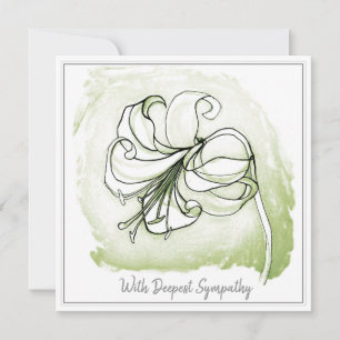 Elegant Light Green Black White Lily Sympathy Card