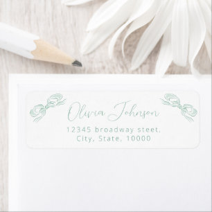 Elegant Light Green Bow Return Address Label