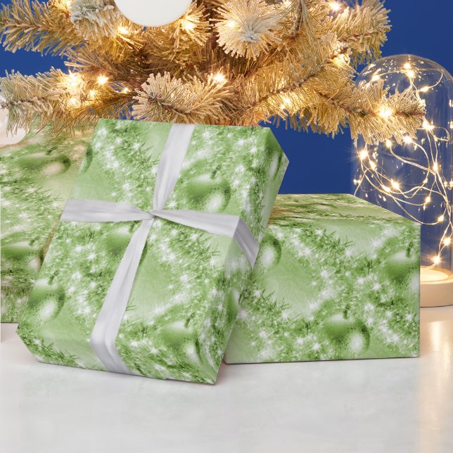 Elegant Light Green Christmas Ball Wrapping Paper (Holidays)