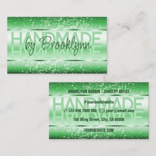 Elegant Light Green Luxurious Sparkle Glitter Glam Business Card