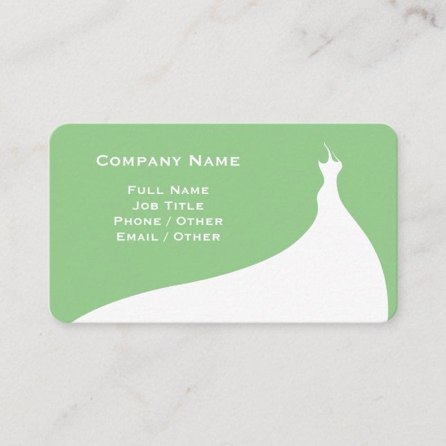 Elegant Light Green Wedding Dress Business Card (Front)