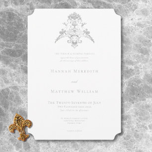 Elegant Light Grey Chinoiserie Cherub Wedding Invitation