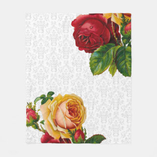 Elegant Light Grey Damask Floral Fleece Blanket