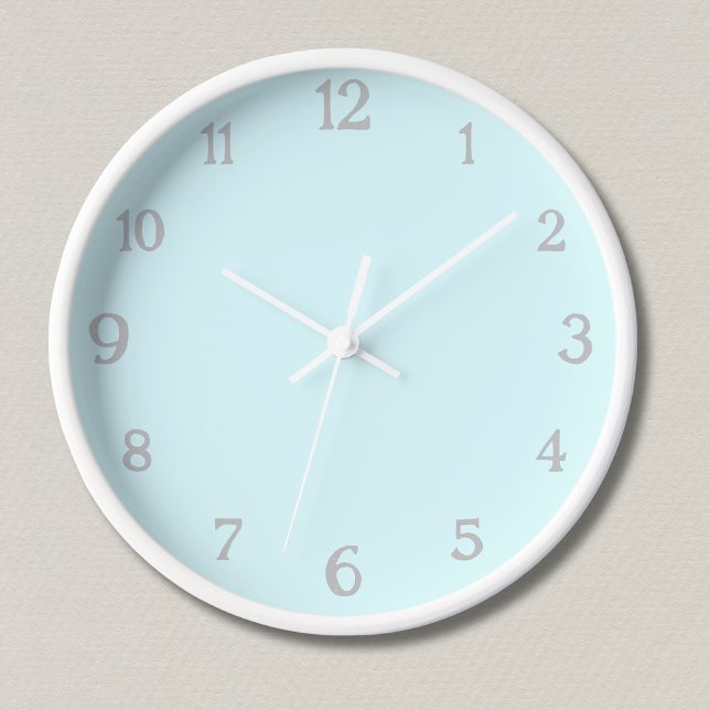 Elegant Light Grey Numbers | Classic Pastel Cyan Clock (Creator Uploaded)
