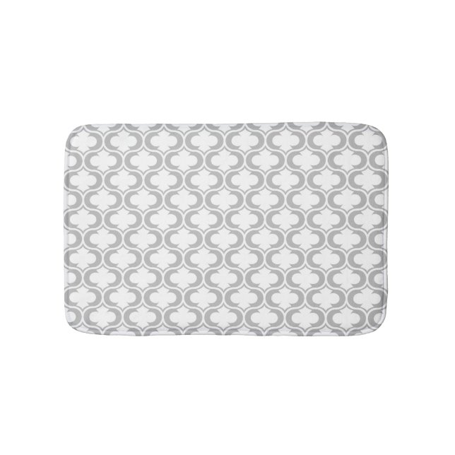 Elegant Light Grey White Lattice Pattern Bath Mat (Front)