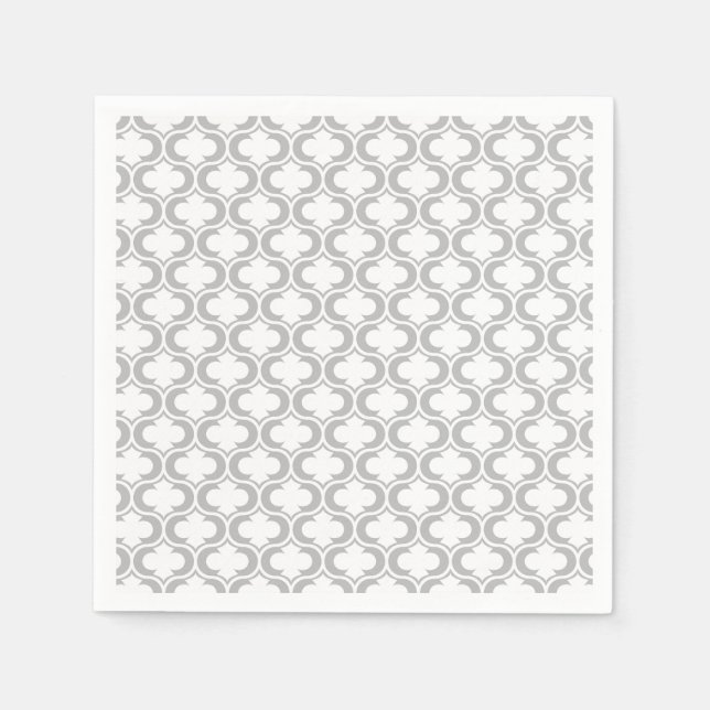 Elegant Light Grey White Lattice Pattern Napkin (Front)