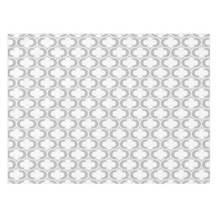 Elegant Light Grey White Lattice Pattern Tablecloth