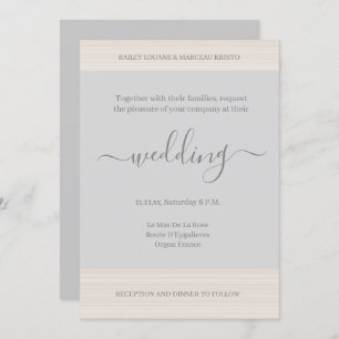Elegant Light Grey Wood Grain Stripes Chic Wedding Invitation