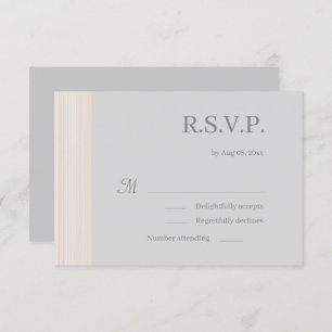Elegant Light Grey Wood Grain Stripes Wedding RSVP Invitation