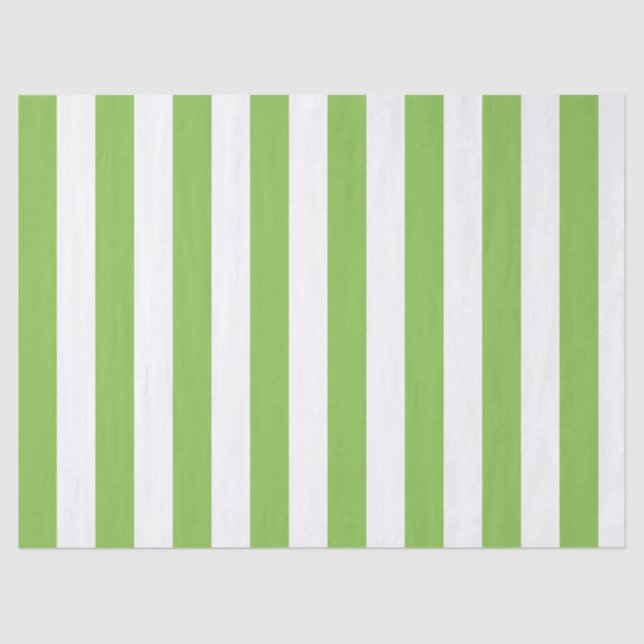Elegant Light Lime Green White Striped Pattern Tissue Paper (Front)