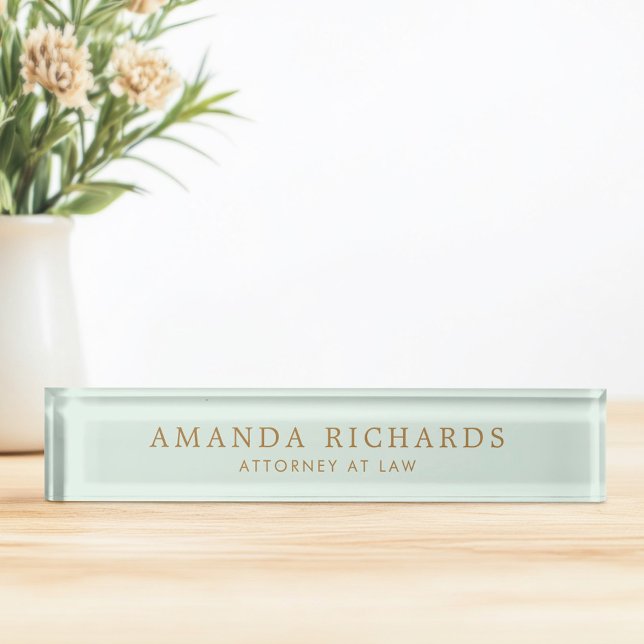 Elegant light mint green trendy nameplate (Elegant light mint green trendy desk name plate)