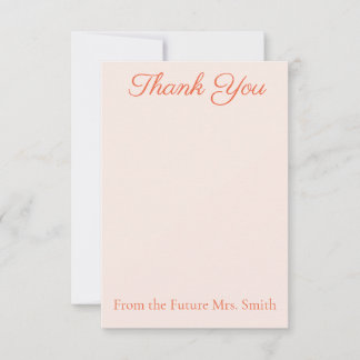 Elegant Light Orange Bridal Shower Thank You Cards