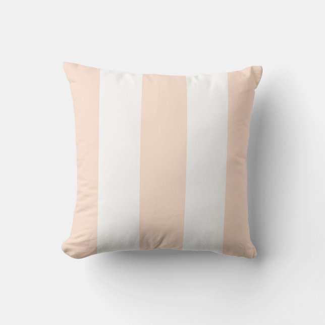 Elegant light orange peach white vertical strips cushion (Front)
