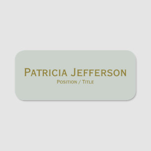Elegant Light Pale Green Gold: Modern Professional Name Tag