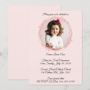 Elegant Light Pink 1st Holly Communion Invitation