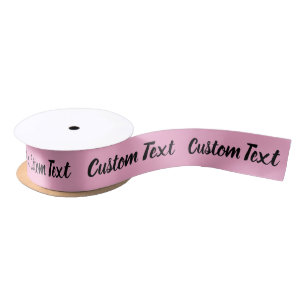 Elegant Light Pink and Black Script Text Template Satin Ribbon