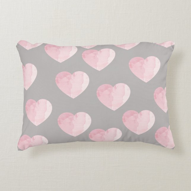 elegant light pink colour love hearts pattern decorative cushion (Front)