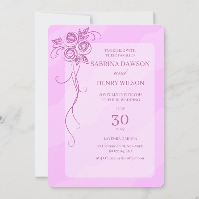 Elegant,Light Pink Colour Wedding  Invitation (Back)