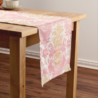 Elegant Light Pink Damask Short Table Runner