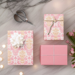 Elegant Light Pink Damask Wrapping Paper Sheet