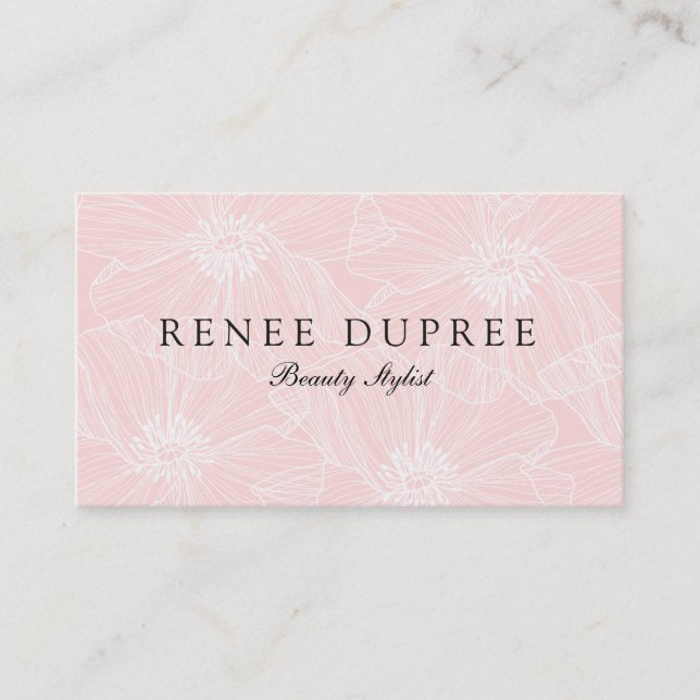 Elegant Light Pink Floral Beauty Spa Business Card (Front)